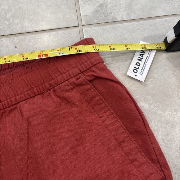 Old Navy Women's High Rise Wide Leg Linen Light Red Pull On Pants Sz XL Lounge - Picture 8 of 10